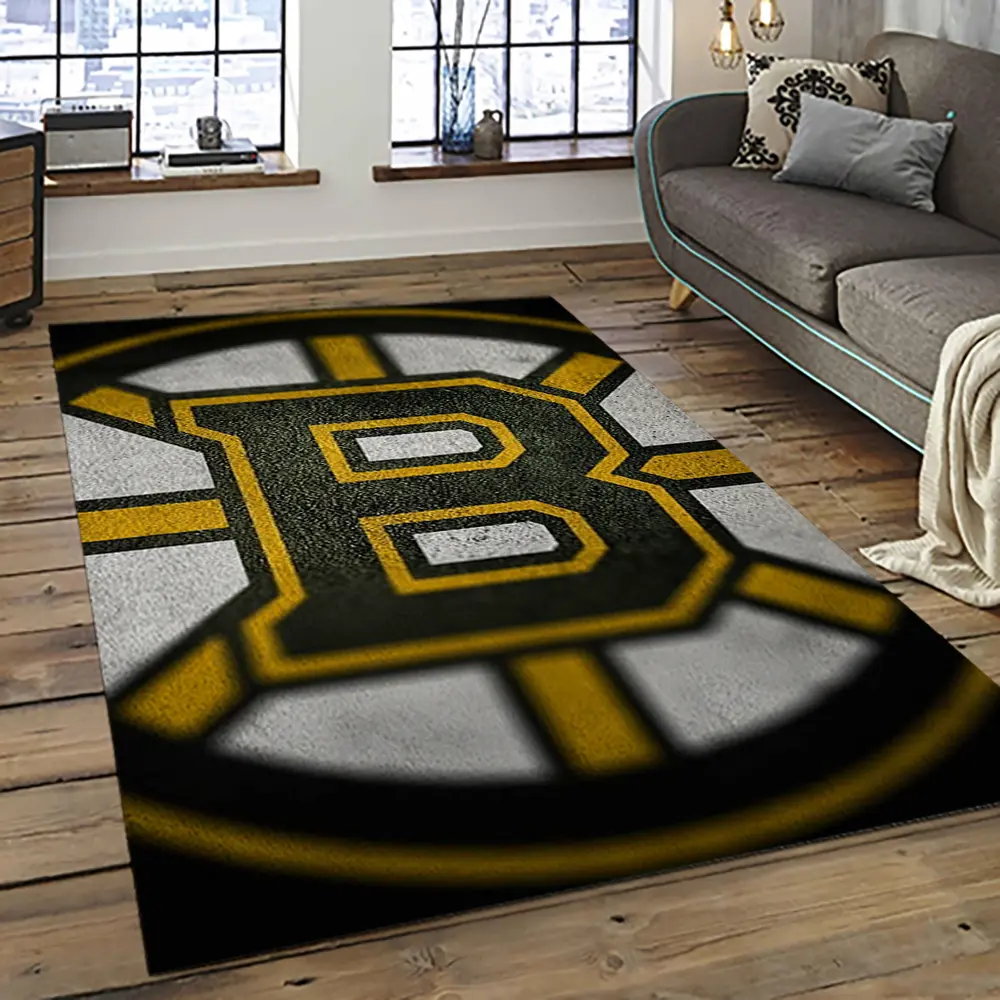 NHL Boston Bruins Hockey Team Logo Sport Carpet Rectangle Area Rug For Living Room BB78