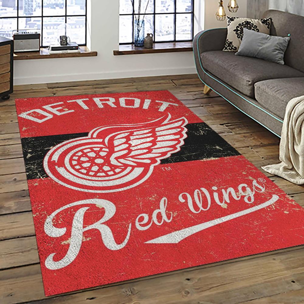 NHL Detroit Red Wings Hockey Team Logo Sport Carpet Rectangle Area Rug For Living Room DRW02