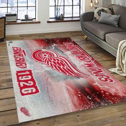 NHL Detroit Red Wings Hockey Team Logo Sport Carpet Rectangle Area Rug For Living Room DRW09