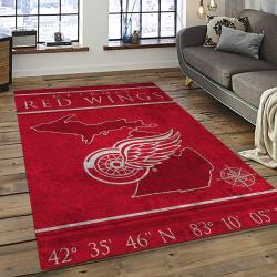 NHL Detroit Red Wings Hockey Team Logo Sport Carpet Rectangle Area Rug For Living Room DRW16