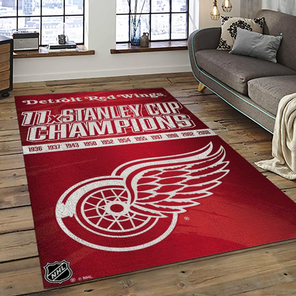 NHL Detroit Red Wings Hockey Team Logo Sport Carpet Rectangle Area Rug For Living Room DRW18