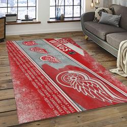 NHL Detroit Red Wings Hockey Team Logo Sport Carpet Rectangle Area Rug For Living Room DRW27