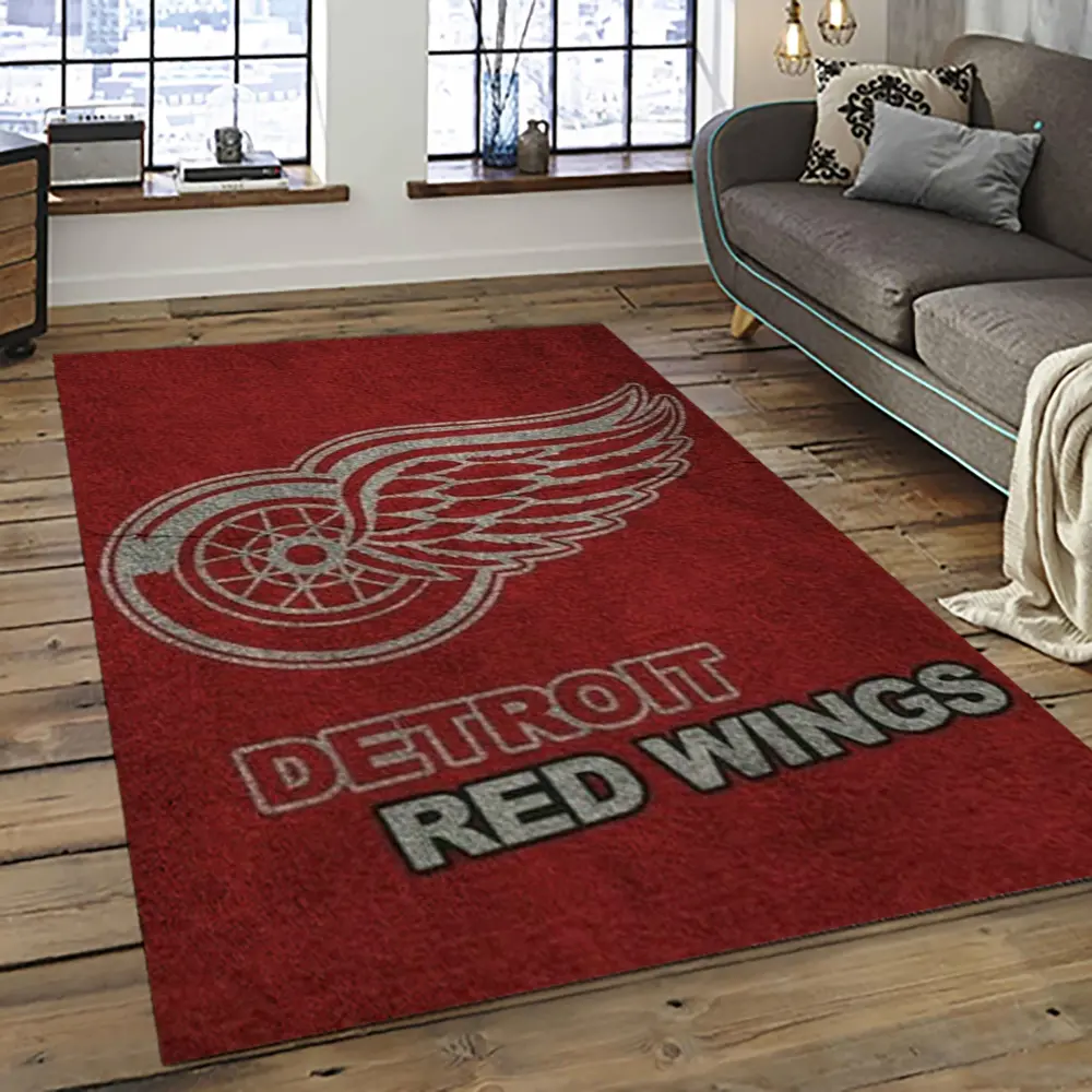 NHL Detroit Red Wings Hockey Team Logo Sport Carpet Rectangle Area Rug For Living Room DRW28