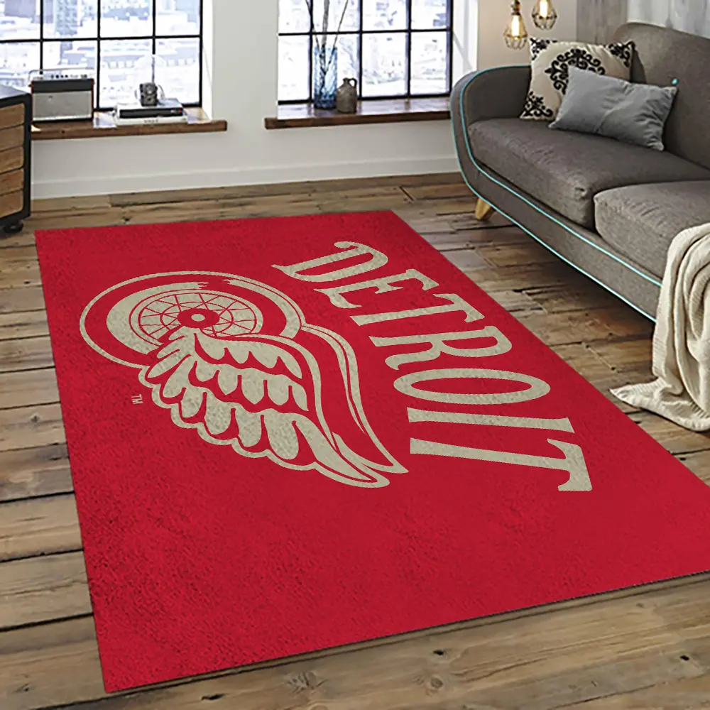 NHL Detroit Red Wings Hockey Team Logo Sport Carpet Rectangle Area Rug For Living Room DRW37