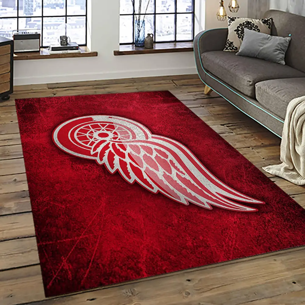 NHL Detroit Red Wings Hockey Team Logo Sport Carpet Rectangle Area Rug For Living Room DRW44