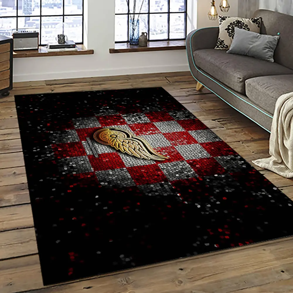 NHL Detroit Red Wings Hockey Team Logo Sport Carpet Rectangle Area Rug For Living Room DRW76
