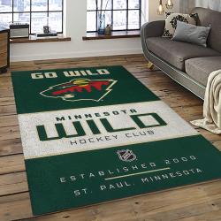 NHL Minnesota Wild Hockey Team Logo Sport Carpet Rectangle Area Rug For Living Room MW08