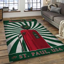 NHL Minnesota Wild Hockey Team Logo Sport Carpet Rectangle Area Rug For Living Room MW09
