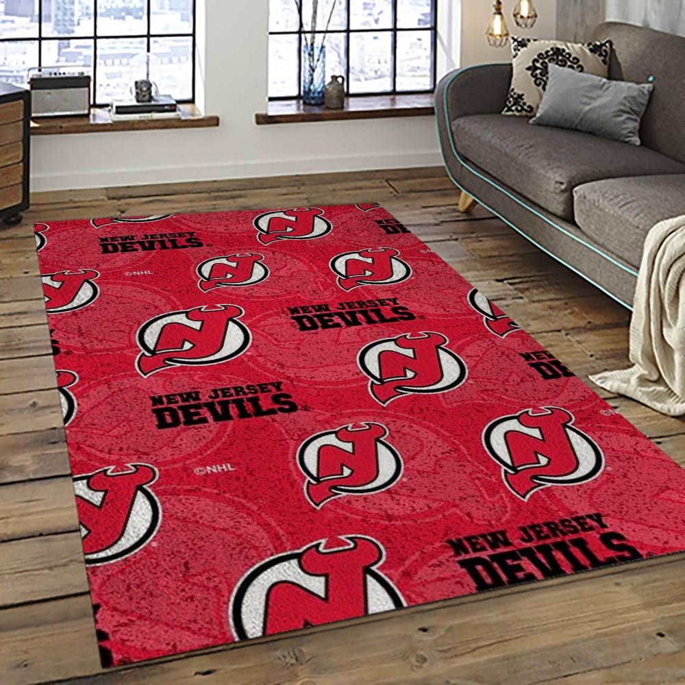 NHL New Jersey Devils Hockey Team Logo Sport Carpet Rectangle Area Rug For Living Room NJD02
