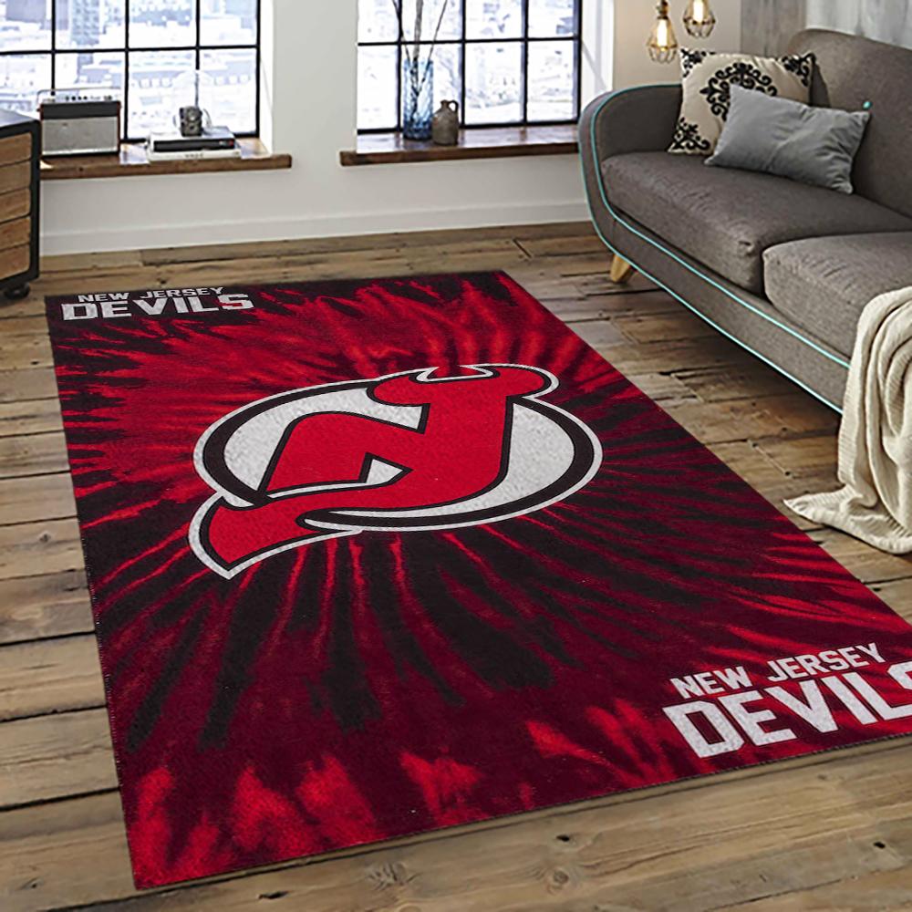 NHL New Jersey Devils Hockey Team Logo Sport Carpet Rectangle Area Rug For Living Room NJD03