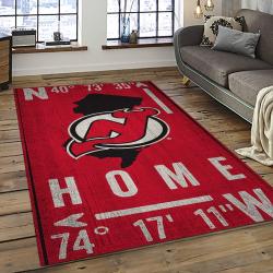 NHL New Jersey Devils Hockey Team Logo Sport Carpet Rectangle Area Rug For Living Room NJD08