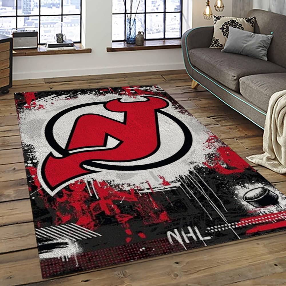 NHL New Jersey Devils Hockey Team Logo Sport Carpet Rectangle Area Rug For Living Room NJD10