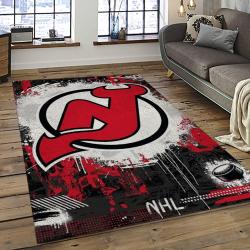 NHL New Jersey Devils Hockey Team Logo Sport Carpet Rectangle Area Rug For Living Room NJD10