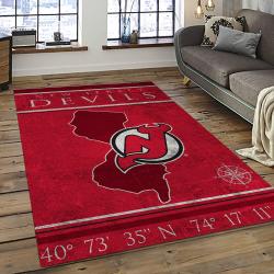 NHL New Jersey Devils Hockey Team Logo Sport Carpet Rectangle Area Rug For Living Room NJD11