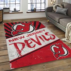 NHL New Jersey Devils Hockey Team Logo Sport Carpet Rectangle Area Rug For Living Room NJD14