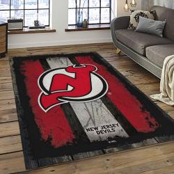 NHL New Jersey Devils Hockey Team Logo Sport Carpet Rectangle Area Rug For Living Room NJD16