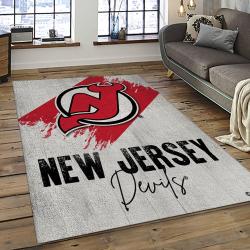 NHL New Jersey Devils Hockey Team Logo Sport Carpet Rectangle Area Rug For Living Room NJD17