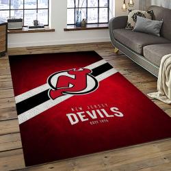 NHL New Jersey Devils Hockey Team Logo Sport Carpet Rectangle Area Rug For Living Room NJD22