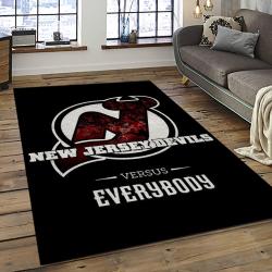 NHL New Jersey Devils Hockey Team Logo Sport Carpet Rectangle Area Rug For Living Room NJD29