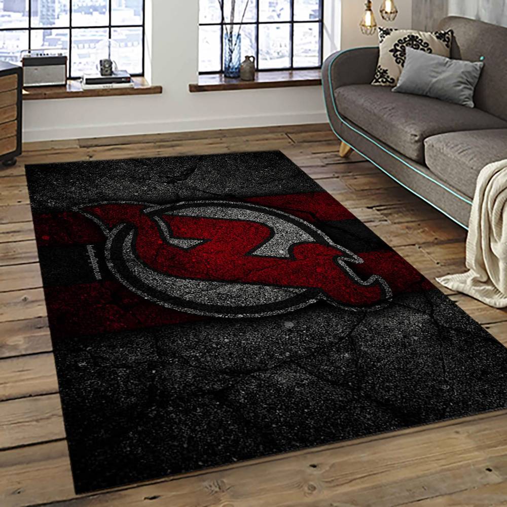NHL New Jersey Devils Hockey Team Logo Sport Carpet Rectangle Area Rug For Living Room NJD31