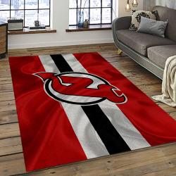 NHL New Jersey Devils Hockey Team Logo Sport Carpet Rectangle Area Rug For Living Room NJD46