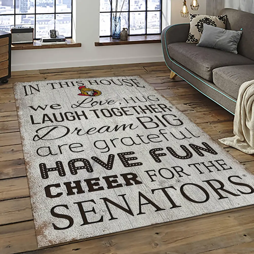 NHL Ottawa Senators Hockey Team Logo Sport Carpet Rectangle Area Rug For Living Room OS04