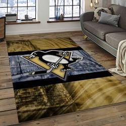NHL Pittsburgh Penguins Hockey Team Logo Sport Carpet Rectangle Area Rug For Living Room PP08