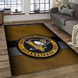 NHL Pittsburgh Penguins Hockey Team Logo Sport Carpet Rectangle Area Rug For Living Room PP09