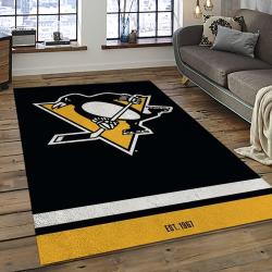 NHL Pittsburgh Penguins Hockey Team Logo Sport Carpet Rectangle Area Rug For Living Room PP11