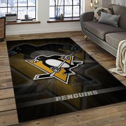 NHL Pittsburgh Penguins Hockey Team Logo Sport Carpet Rectangle Area Rug For Living Room PP12