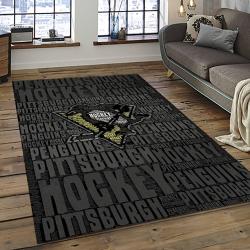 NHL Pittsburgh Penguins Hockey Team Logo Sport Carpet Rectangle Area Rug For Living Room PP14