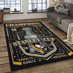 NHL Pittsburgh Penguins Hockey Team Logo Sport Carpet Rectangle Area Rug For Living Room PP15