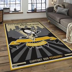 NHL Pittsburgh Penguins Hockey Team Logo Sport Carpet Rectangle Area Rug For Living Room PP18