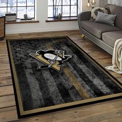 NHL Pittsburgh Penguins Hockey Team Logo Sport Carpet Rectangle Area Rug For Living Room PP19
