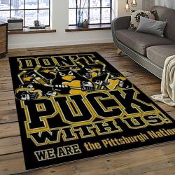 NHL Pittsburgh Penguins Hockey Team Logo Sport Carpet Rectangle Area Rug For Living Room PP20