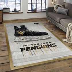NHL Pittsburgh Penguins Hockey Team Logo Sport Carpet Rectangle Area Rug For Living Room PP22