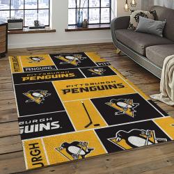 NHL Pittsburgh Penguins Hockey Team Logo Sport Carpet Rectangle Area Rug For Living Room PP26