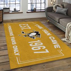 NHL Pittsburgh Penguins Hockey Team Logo Sport Carpet Rectangle Area Rug For Living Room PP29