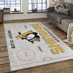 NHL Pittsburgh Penguins Hockey Team Logo Sport Carpet Rectangle Area Rug For Living Room PP34