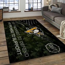 NHL Pittsburgh Penguins Hockey Team Logo Sport Carpet Rectangle Area Rug For Living Room PP39