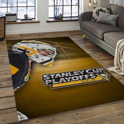 NHL Pittsburgh Penguins Hockey Team Logo Sport Carpet Rectangle Area Rug For Living Room PP43