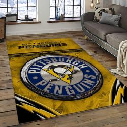 NHL Pittsburgh Penguins Hockey Team Logo Sport Carpet Rectangle Area Rug For Living Room PP45