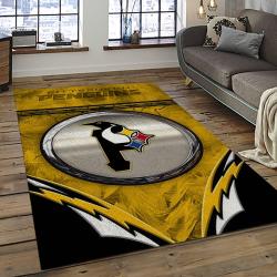 NHL Pittsburgh Penguins Hockey Team Logo Sport Carpet Rectangle Area Rug For Living Room PP47
