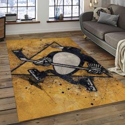 NHL Pittsburgh Penguins Hockey Team Logo Sport Carpet Rectangle Area Rug For Living Room PP56