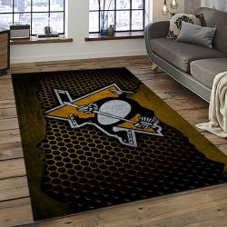NHL Pittsburgh Penguins Hockey Team Logo Sport Carpet Rectangle Area Rug For Living Room PP58