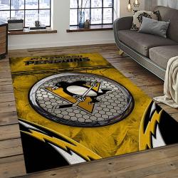 NHL Pittsburgh Penguins Hockey Team Logo Sport Carpet Rectangle Area Rug For Living Room PP60