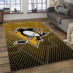 NHL Pittsburgh Penguins Hockey Team Logo Sport Carpet Rectangle Area Rug For Living Room PP73