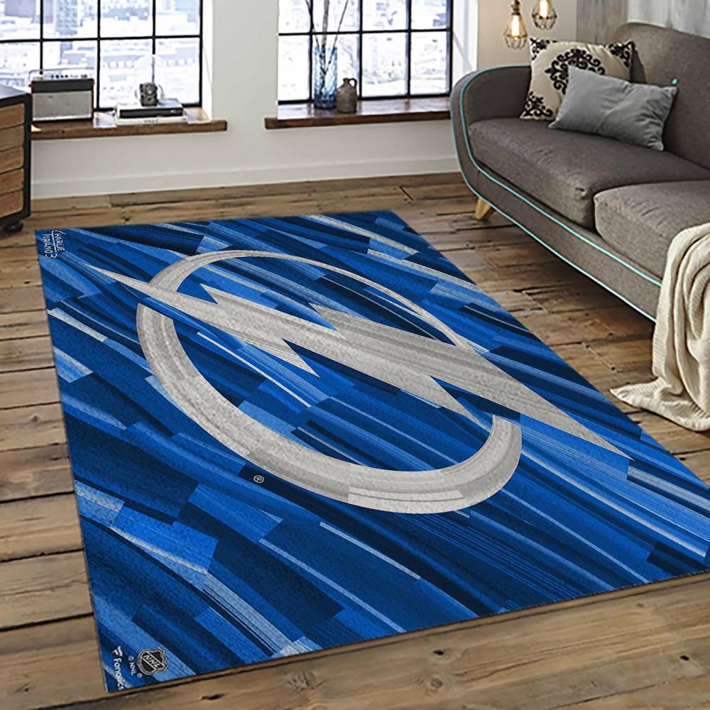 NHL Tampa Bay Lightning Hockey Team Logo Sport Carpet Rectangle Area Rug For Living Room TBL03