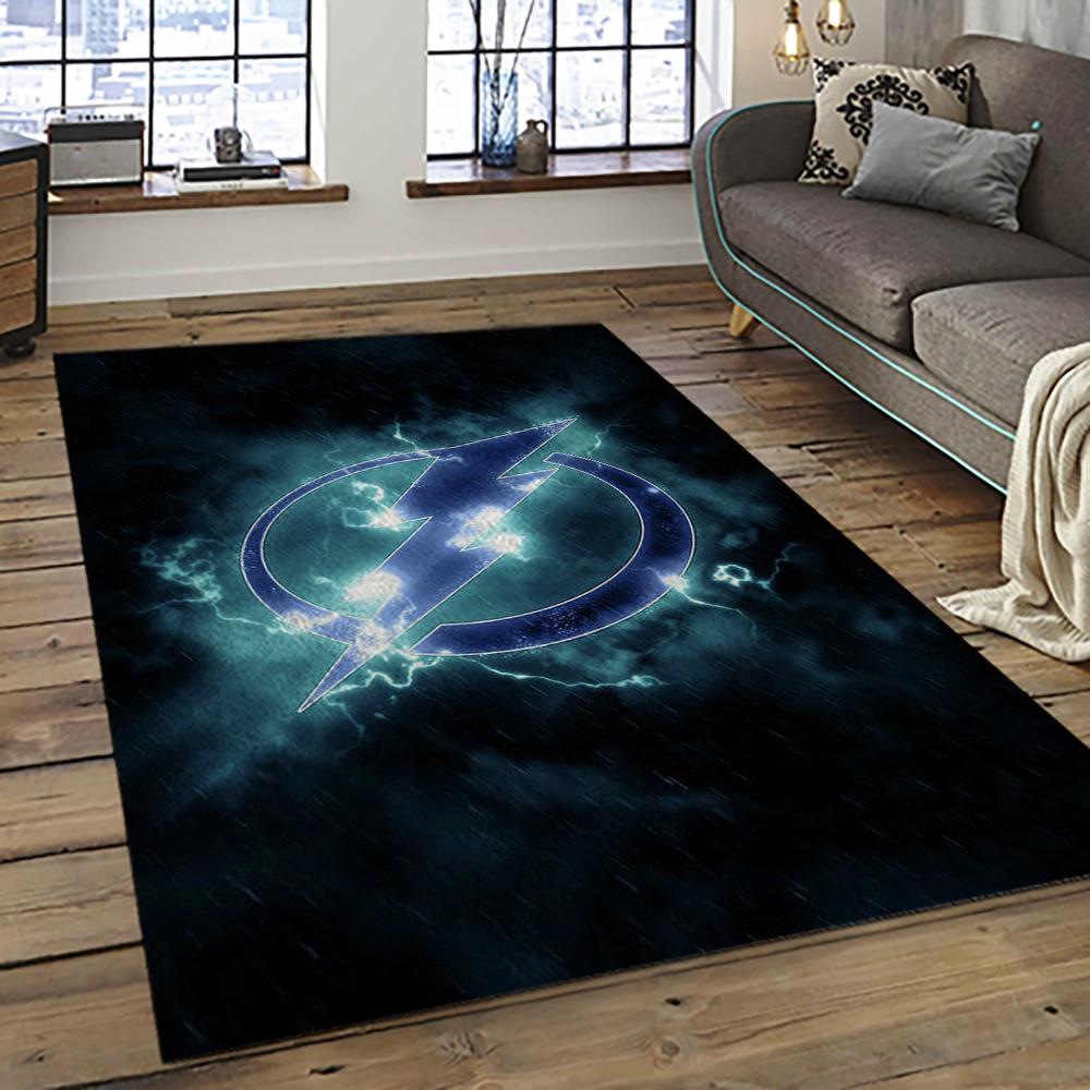 NHL Tampa Bay Lightning Hockey Team Logo Sport Carpet Rectangle Area Rug For Living Room TBL04