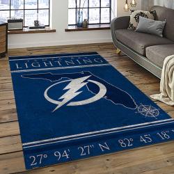 NHL Tampa Bay Lightning Hockey Team Logo Sport Carpet Rectangle Area Rug For Living Room TBL10